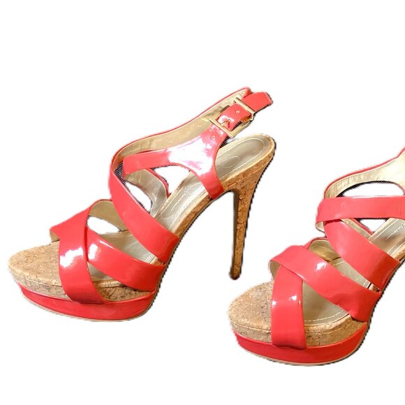 GUESS Coral Strappy Platform Heels Cork Stiletto Sandals Size 5.5 - Picture 1 of 3